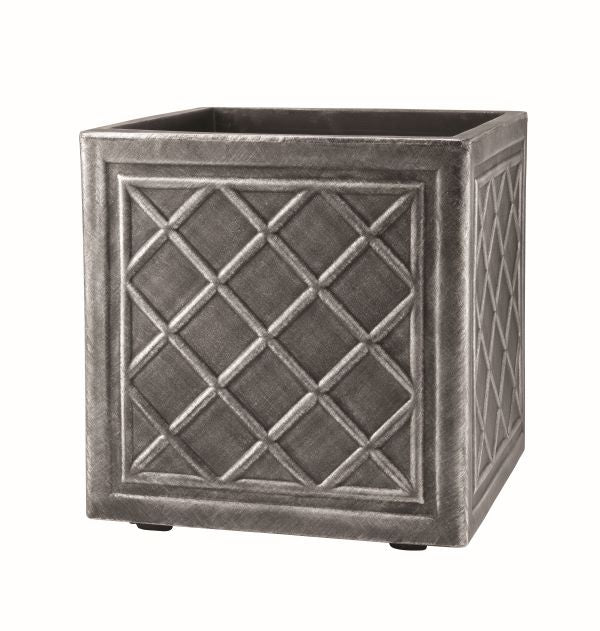 38cm Square Lead Effect Planter Pewter