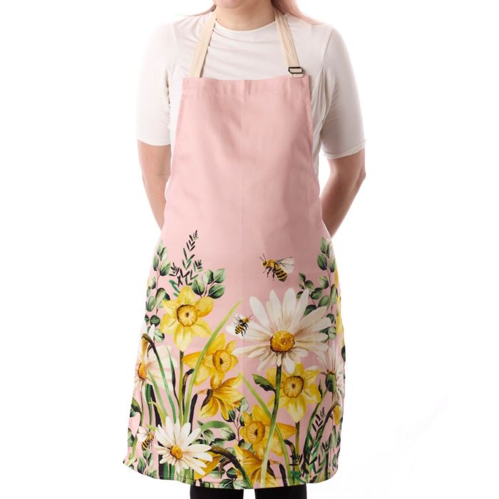 Pink Apron With Mixed Flowers