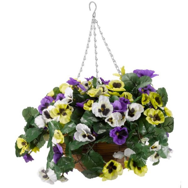 Pansy Artificial Regal Hanging Basket