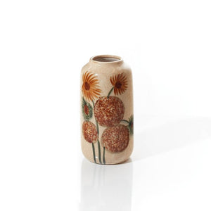 VASE HAND PAINTED BURNT ORANGE FLORAL VASE SMALL