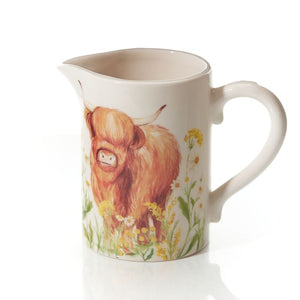 Highland Cow Floral Jug