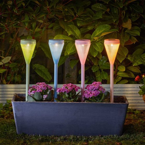 Viva! 4pk Pastel Solar Stake Lights