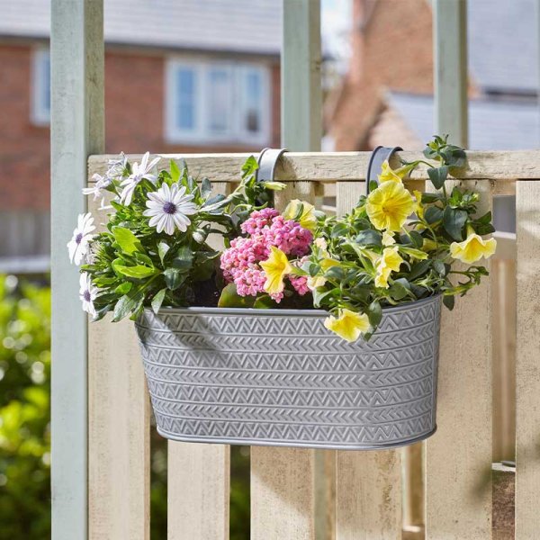 12" Fence & Balcony Hanging Planter - Aztec - Slate