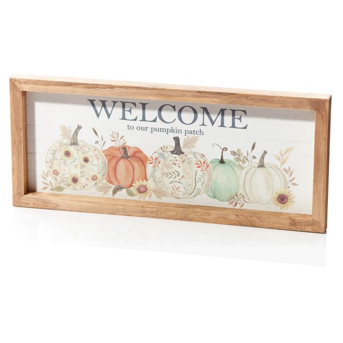 AUTUMN PUMPKIN WELCOME FRAMED PLAQUE