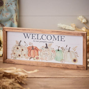 AUTUMN PUMPKIN WELCOME FRAMED PLAQUE