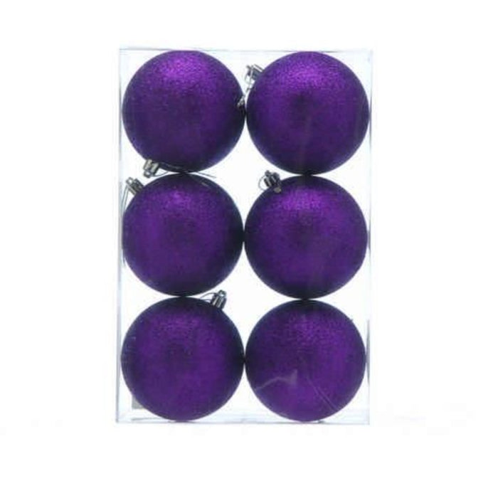 Pack of 10cm glitter balls - deep purple