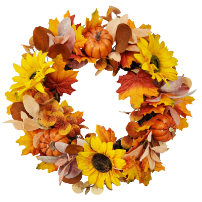 Sunflower Foliage Pumpkin Wreath