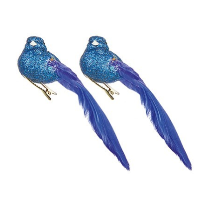 15cm 2pc Dark Blue Feather Bird