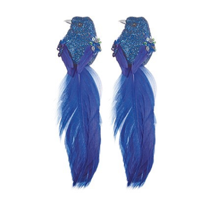 15cm 2pc Dark Blue Feather Bird