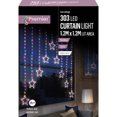 1.2m Pin Wire Star V Curtain Rainbow LEDs