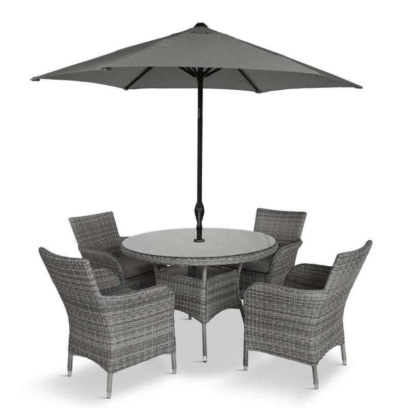 Monaco Stone 4 Seat Dining Set with 2.5m Crank & Tilt Parasol