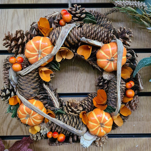 Harvest Home Pumpkin Artificial Wreath