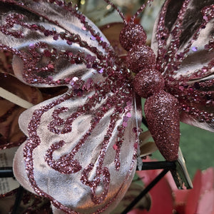 Metallic Pink Butterfly Clip Decoration