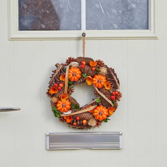 Harvest Home Pumpkin Artificial Wreath